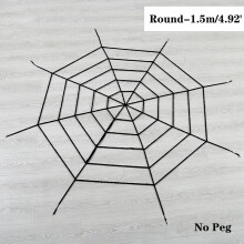 (Black Round-1.5m/4.92') Halloween Horrible Spider Web Giant Stretchy Cobweb Party Decoration Stretchable
