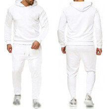 (White, XL) Pullover Mens New Tracksuit Hoodie Jogging Bottoms Set Stretch Sweater Jogger