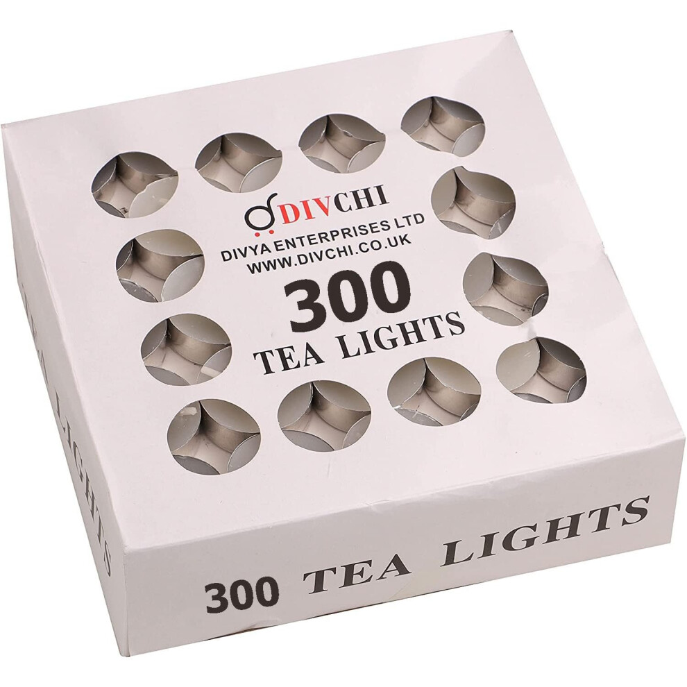(Pack Of 300) DIVCHI Tea Light Candles 4 Hours Burn Time