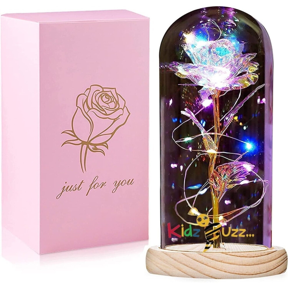 Beauty and the Beast Rose in Glass Dome, Artificial Rose Flowers