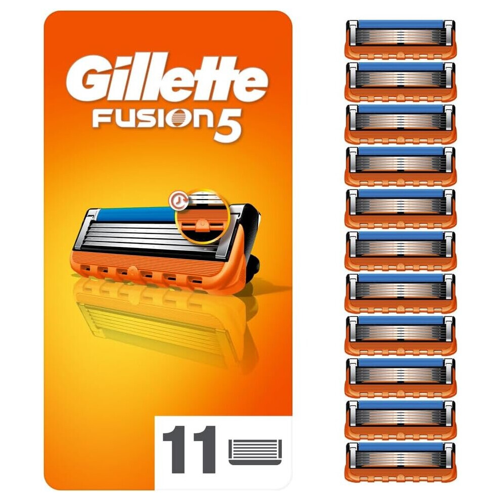 Gillette Fusion5 Razor Blades Men, Pack of 11 Razor Blade Refills with Precision Trimmer, 5 Anti-Friction Razor Blades-image-OPC-PBZQGTP-NEW
