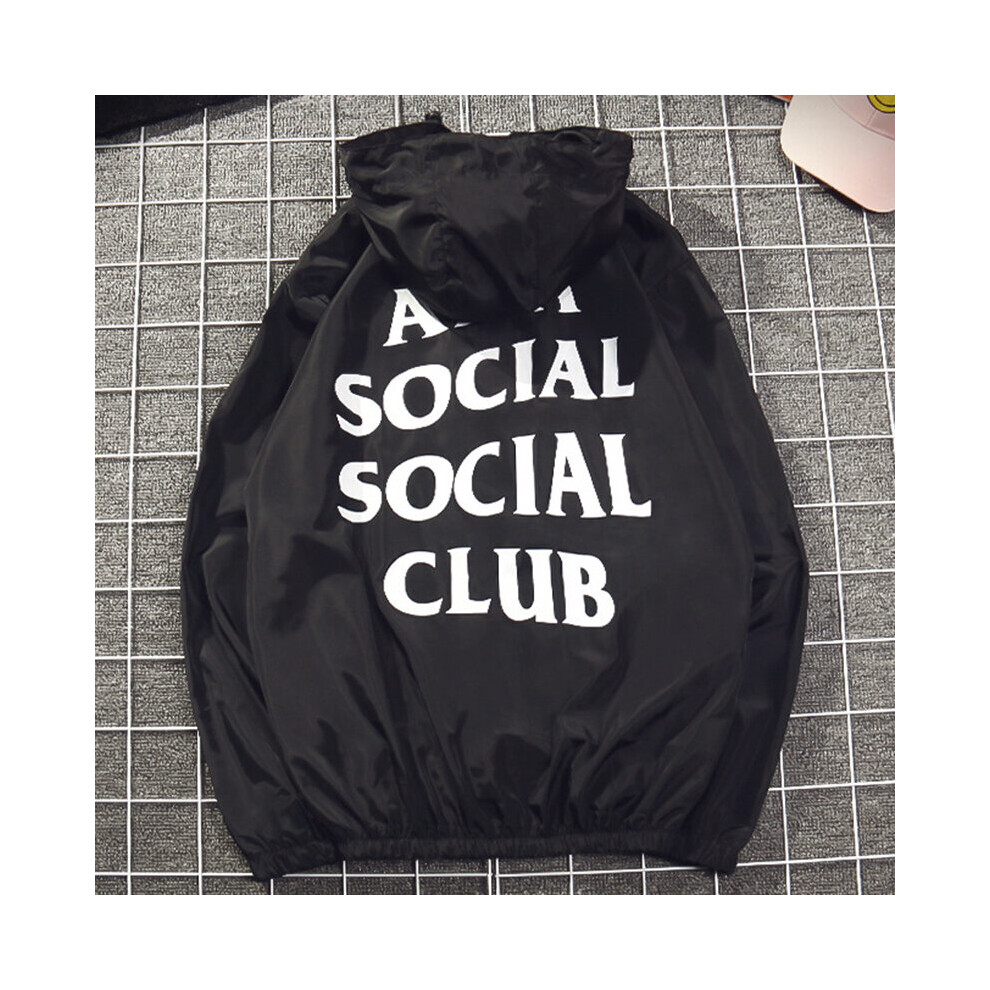 (BlackWhite, S) Hop Anti Hip Social Club Hoodie Windbreaker Jacket Men Women Casual Sweater
