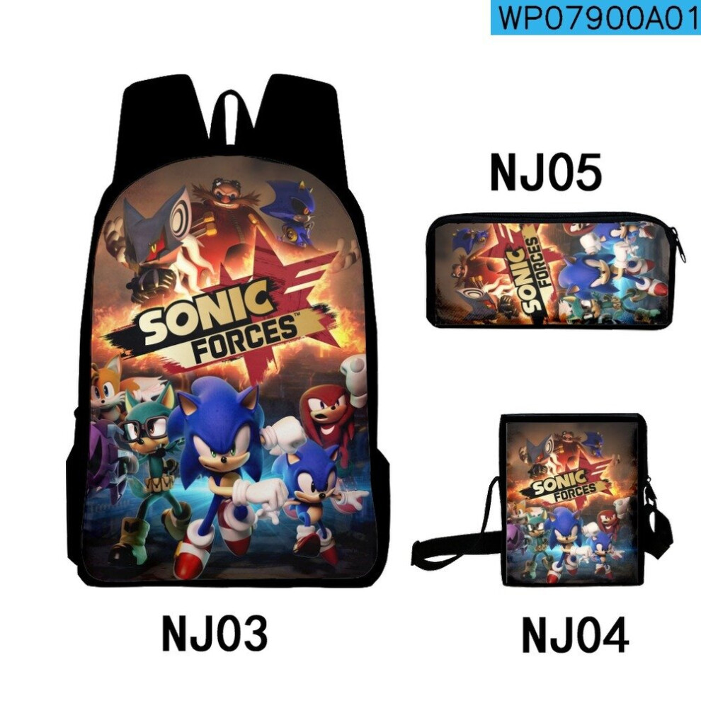 (Son 30) Anime Backpack For Sonic 3D Printed 2 Piece Schoolbag Pencil Bag