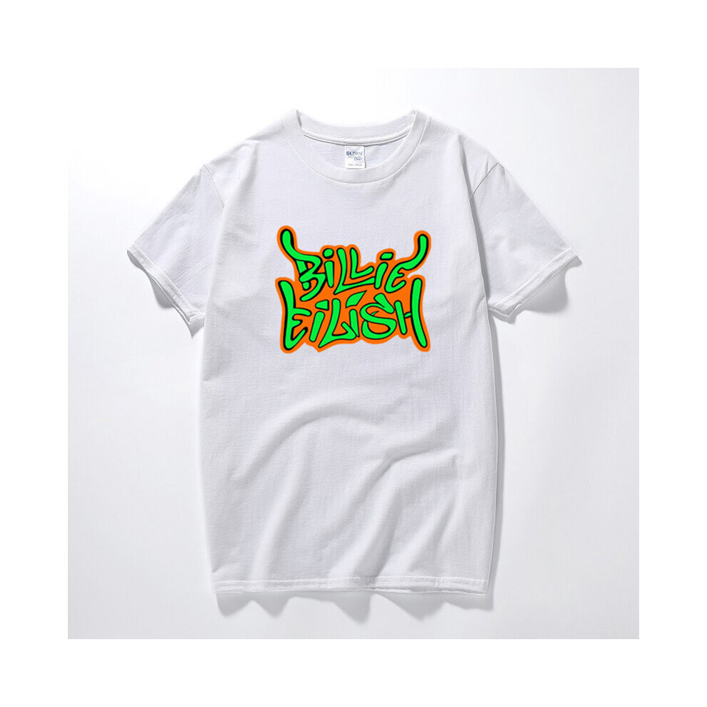 (White, XL) Billie Eilish Print Short Sleeve Tshirt  Women Statement Crew Neck Tees  Tops