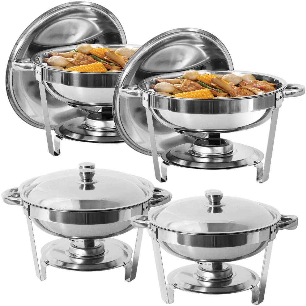 (4 pack, 4 QT/3.5L) Round Chafing Dish Buffet Server Stainless Steel