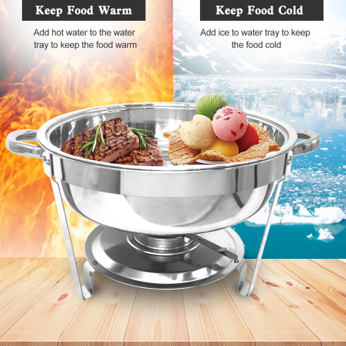 (4 pack, 4 QT/3.5L) Round Chafing Dish Buffet Server Stainless Steel 1