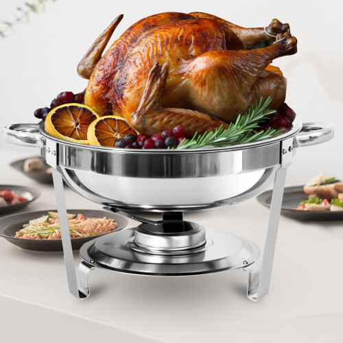 (4 pack, 4 QT/3.5L) Round Chafing Dish Buffet Server Stainless Steel 2