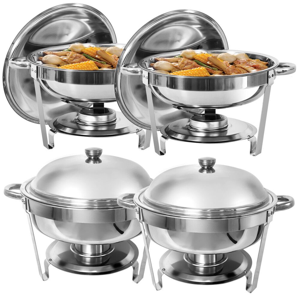 (4 pack, 5 QT/5.5L) Round Chafing Dish Buffet Server Stainless Steel