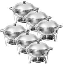 (6 pack, 5 QT/5.5L) Round Chafing Dish Buffet Server Stainless Steel
