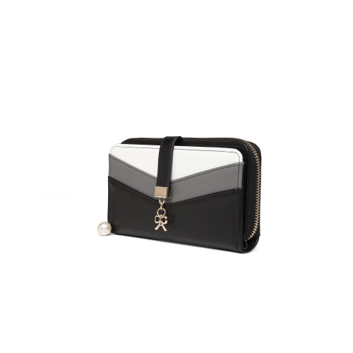 Miss Lulu (Black) MISS LULU Mixed Colour Women's Leather Look Clutch Purse 2
