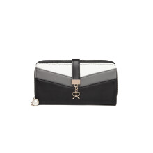 (Black) Mixed Colour Women's Leather Look Clutch Purse