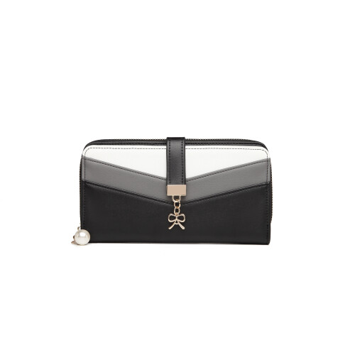 Miss Lulu (Black) MISS LULU Mixed Colour Women's Leather Look Clutch Purse