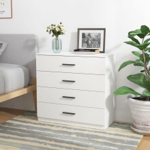 (White Carcass with White Drawers, 4) URBNLIVING 4-5 Drawer Wooden Bedroom Chest Cabinet