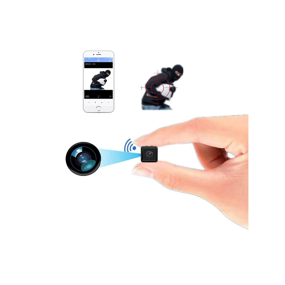 Mini Spy Camera Hidden WiFi Wireless Small Video Camera Full HD 1080P Nanny Cam Night Vision Secret Surveillance Cameras(Black)