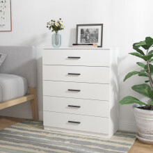 (White Carcass with White Drawers, 5) URBNLIVING 4-5 Drawer Wooden Bedroom Chest Cabinet
