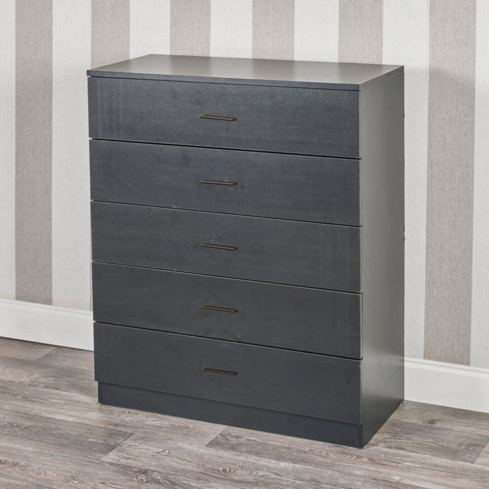(Black Carcass with Black Drawers, 5) URBNLIVING 4-5 Drawer Wooden Bedroom Chest Cabinet