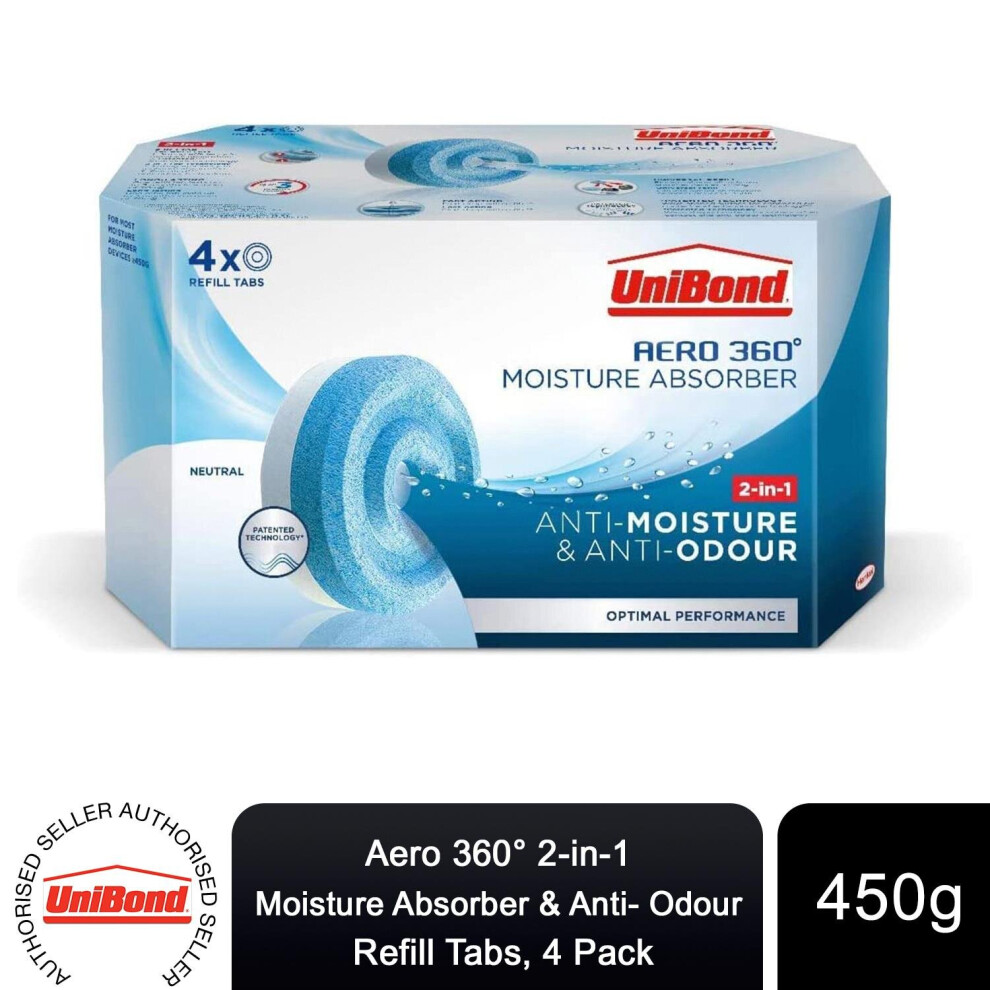 Unibond AERO360 Dehumidifier Moisture Absorber Neutral Refill Tab 450g