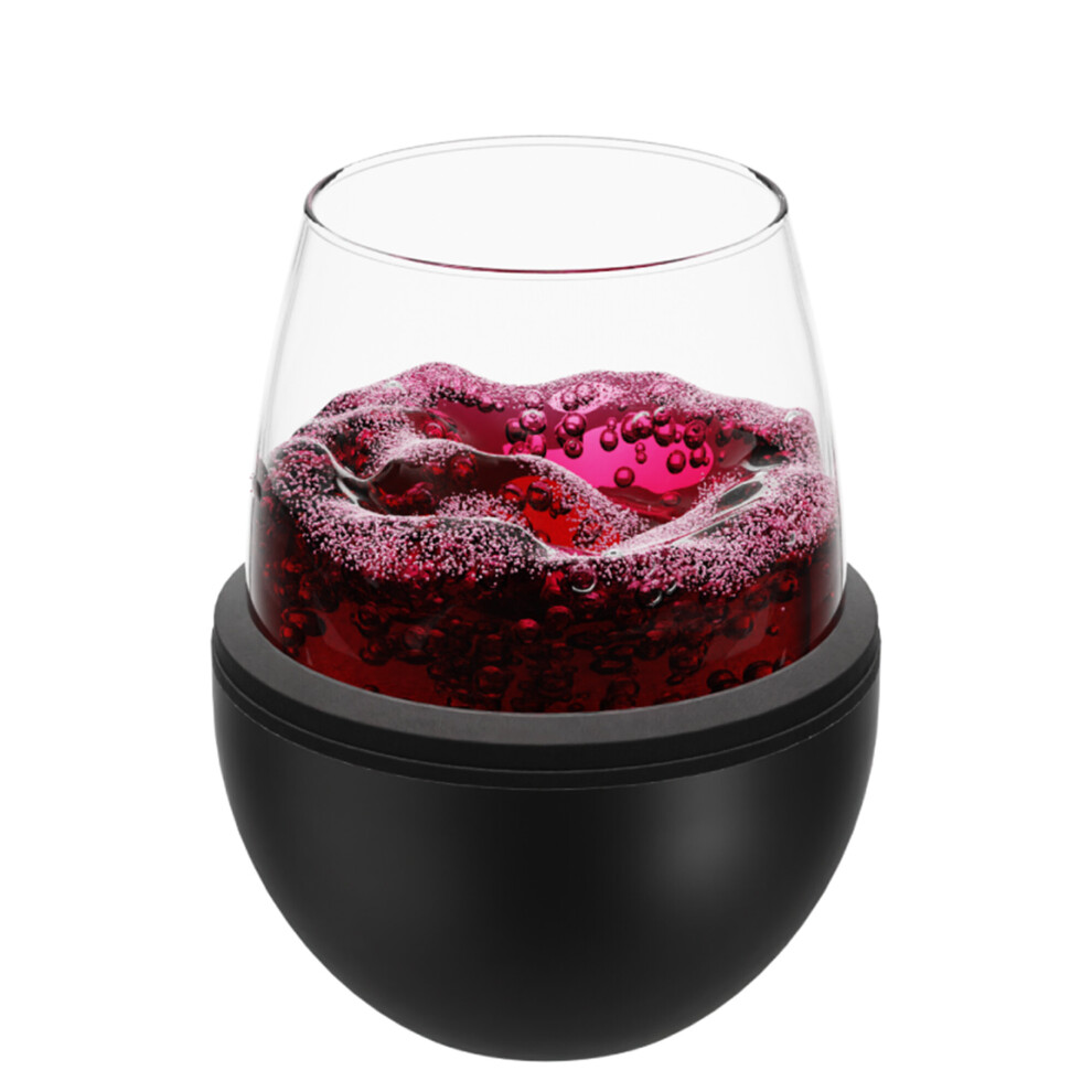 Asobu Stemless Wine Glass With Insulated Stainless Steel Sleeve Black
