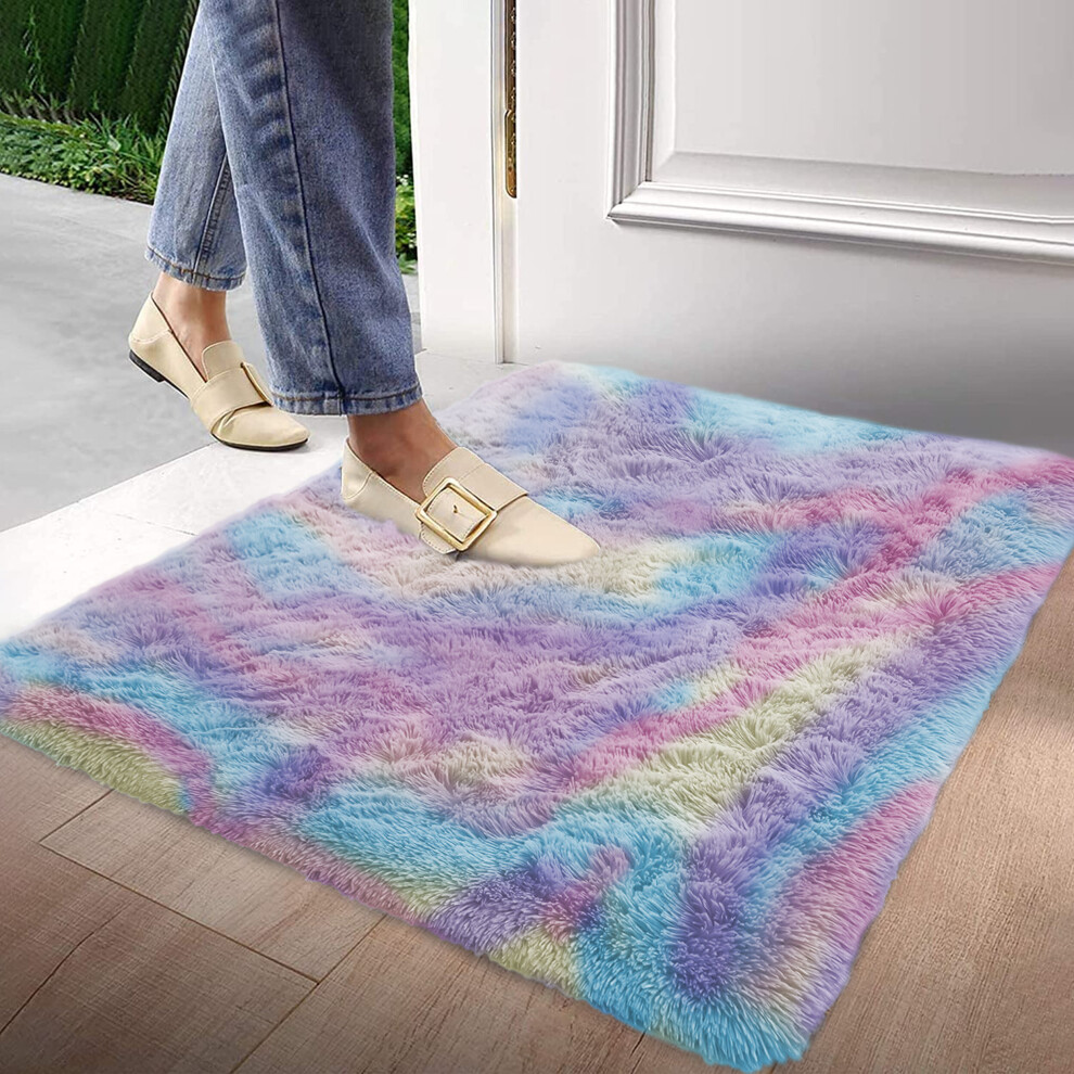 (60cm x 110cm (2ft x 3ft 7")) Rainbow Rugs Non Slip Living Room Shaggy Carpet