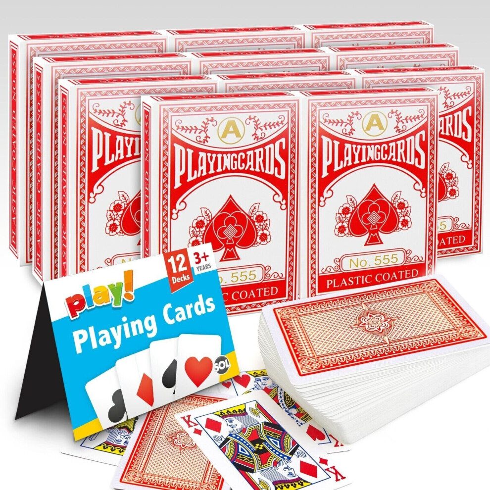 12 Pack Playing Cards Traditional Plastic Coated Deck Professional Poker Game