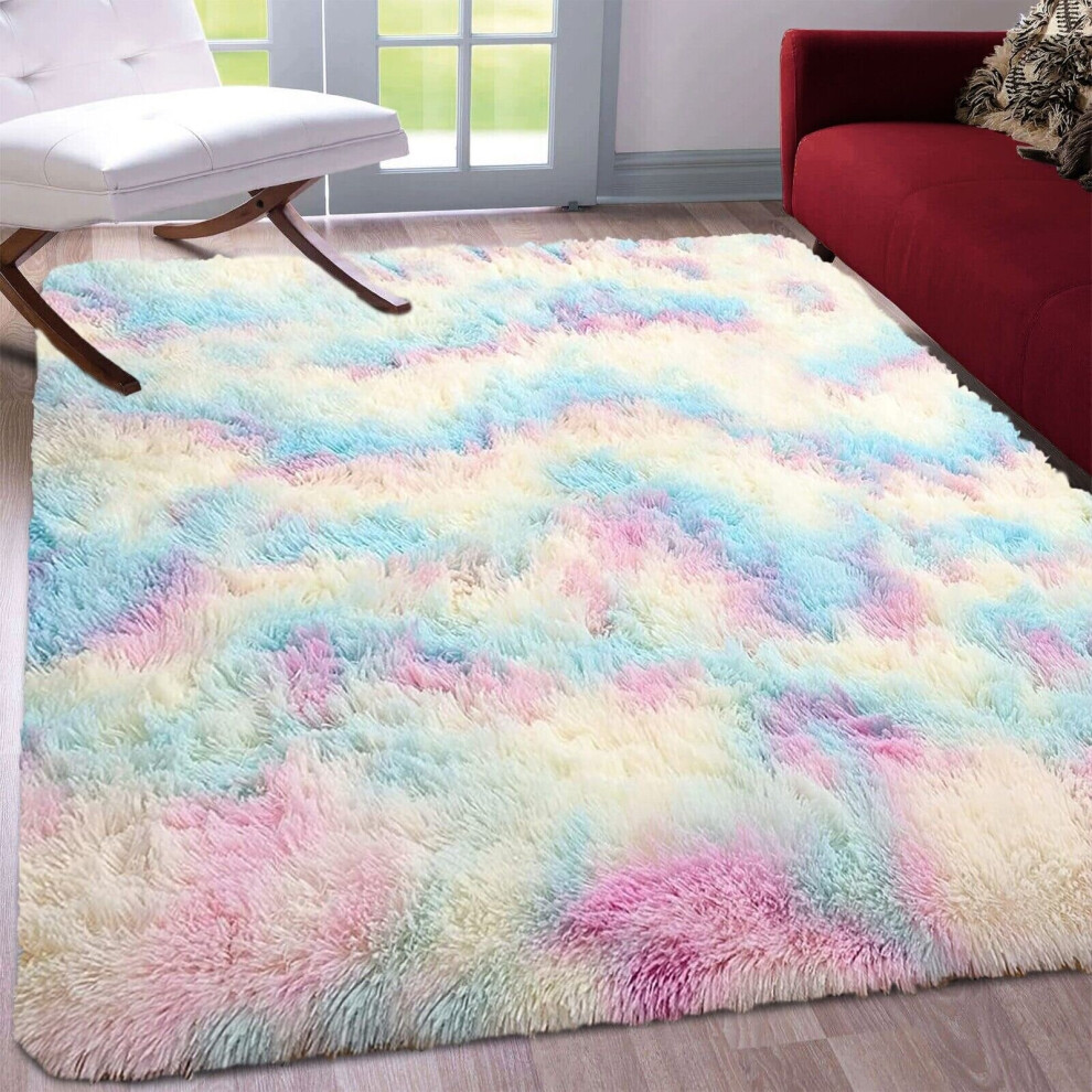 (160cm x 230cm (5ft 4" x 7ft 8")) Rainbow Rugs Non Slip Living Room Shaggy Carpet