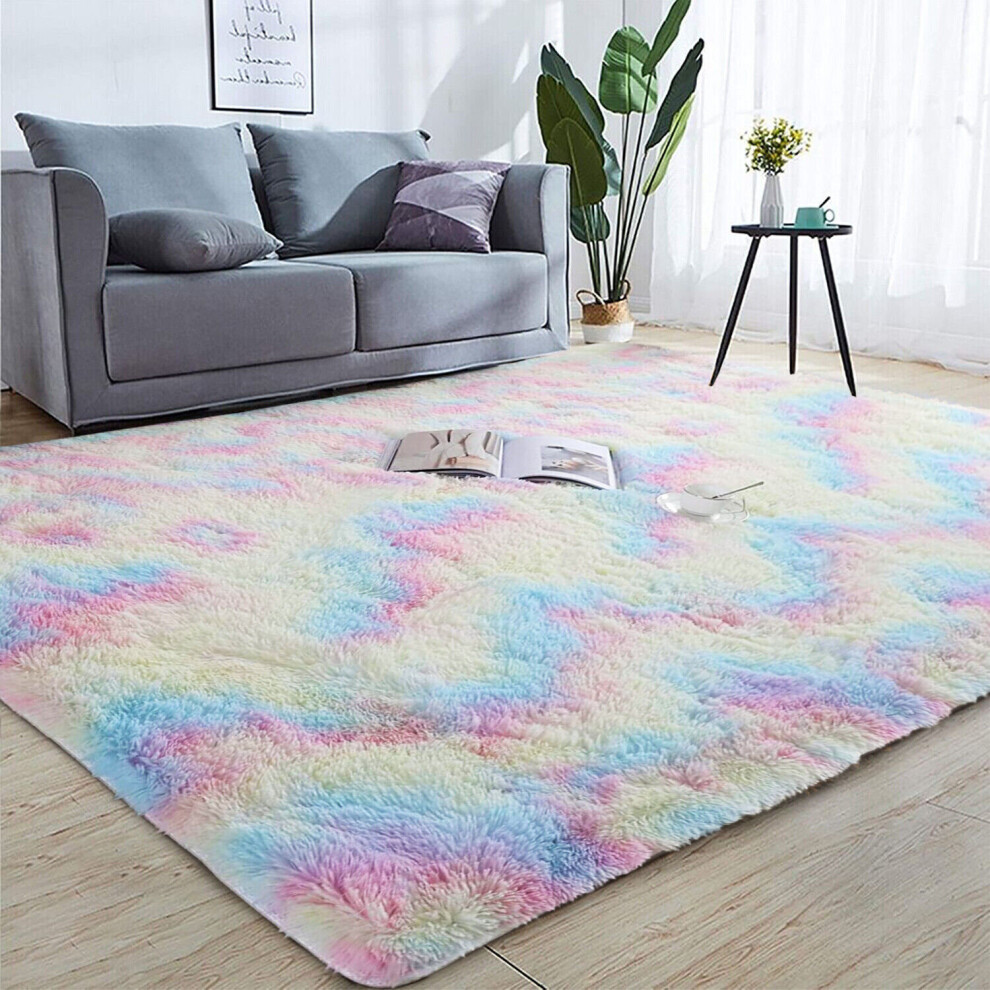 (120cm x 170cm (4ft x 5ft 8")) Fluffy Shaggy Rugs Non-Slip Rug Carpet Rainbow