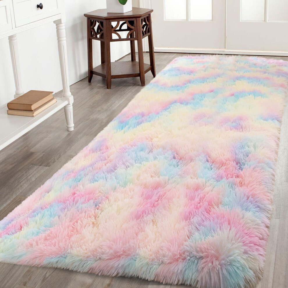 (60cm x 220cm (2ft x 7ft 7")) Rainbow Rugs Non Slip Living Room Shaggy Carpet