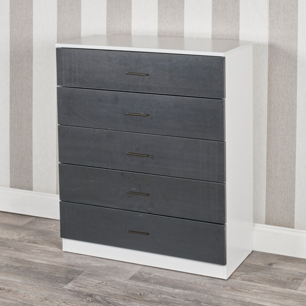 (White Carcass with Black Drawers, 5) URBNLIVING 4-5 Drawer Wooden Bedroom Chest Cabinet