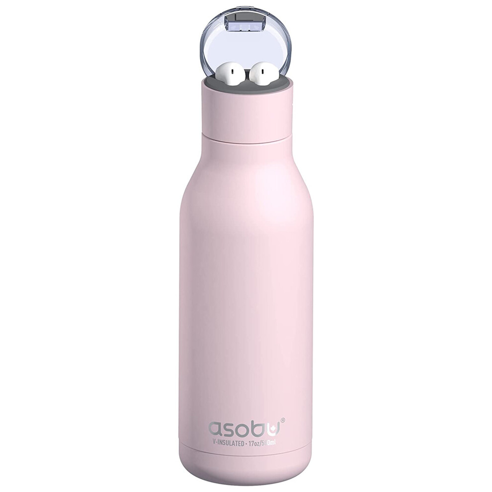 Asobu Earphone H2 Audio Insulated Water Bottle Stainless Steel Pink