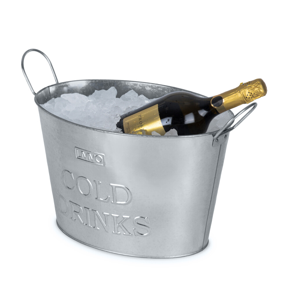 24L Galvanized Steel Ice Bucket - Perfect for Keeping Beverages Ice Cold at Parties, BBQs, Picnics, and Bars