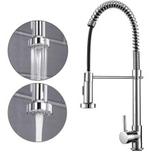 Chrome Monobloc Kitchen Sink Mixer Tap Swivel and Spring Spout