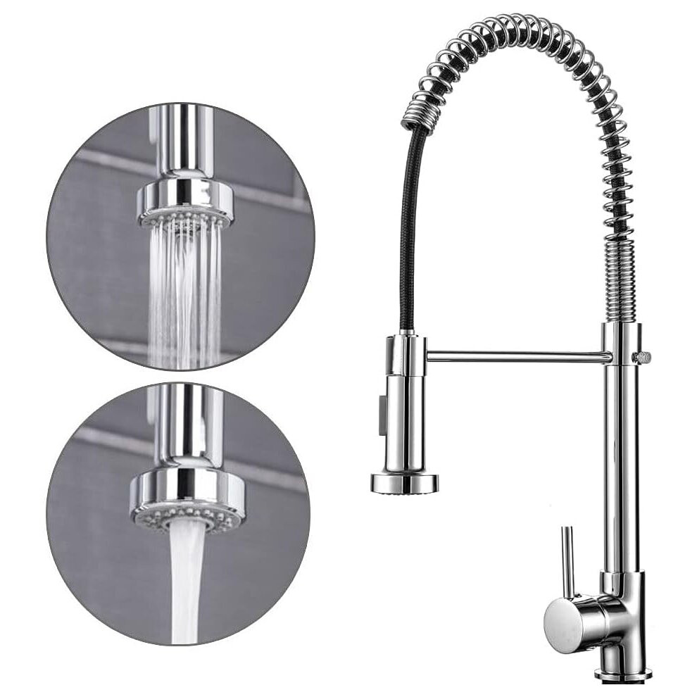 Chrome Monobloc Kitchen Sink Mixer Tap Swivel and Spring Spout