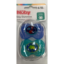 Nuby Daytime Dummies 6-18 Months 2 Pack (Assorted Designs)