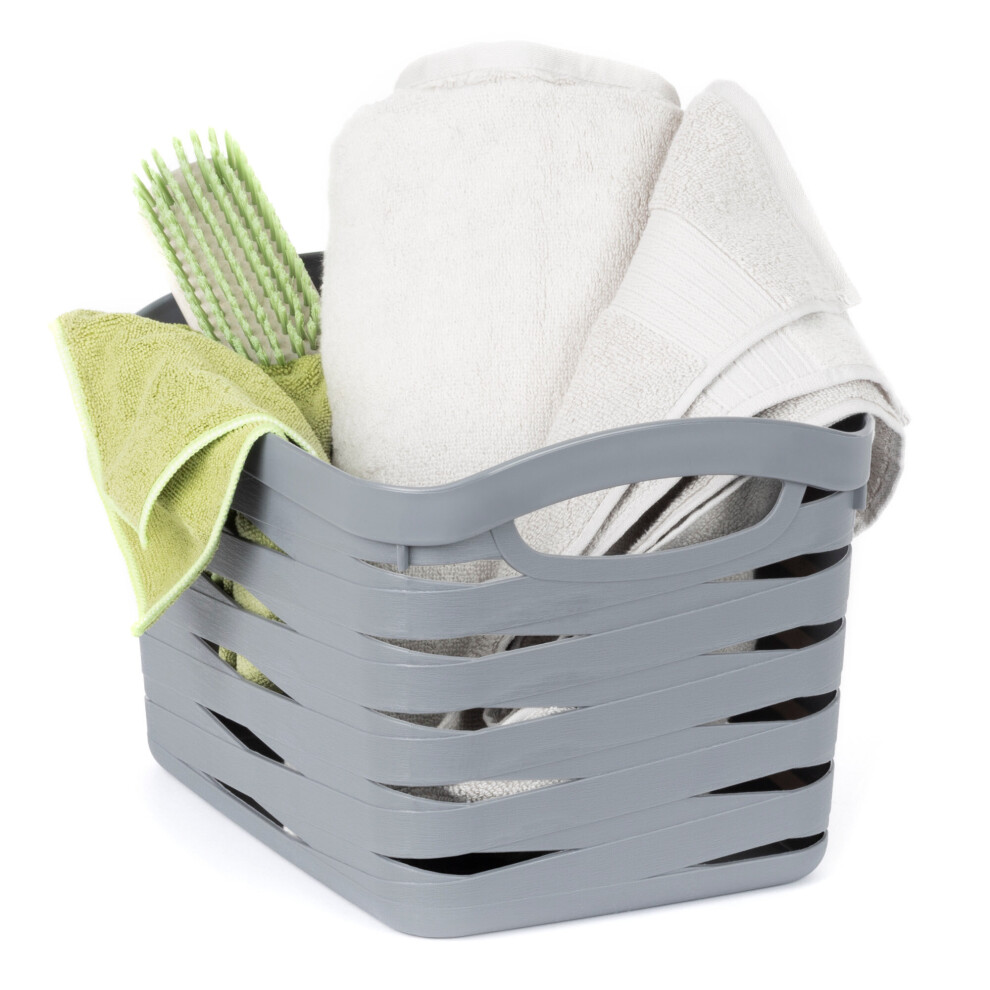 Set of 3 Compact Plastic Storage Baskets