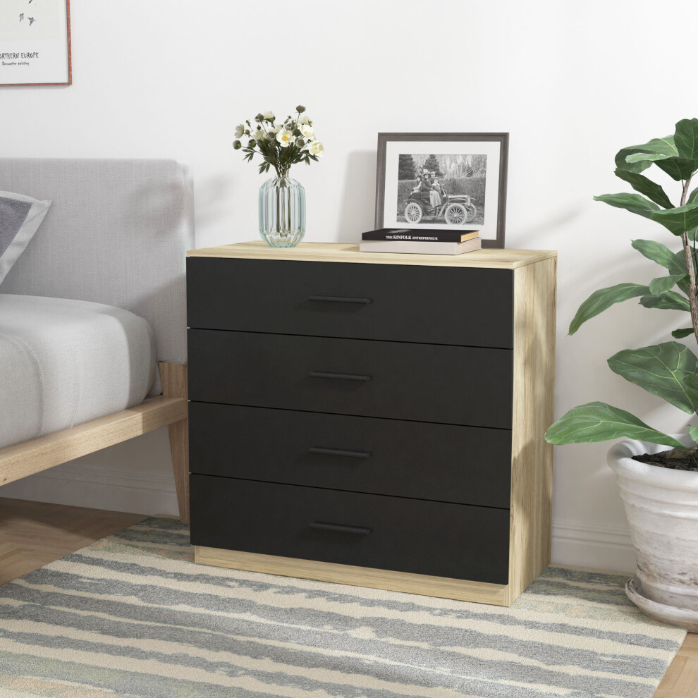Urbn Living (Oak Carcass With Drawers, 4) Urbnliving 4-5 Drawer Wooden Bedroom Chest Cabinet Black