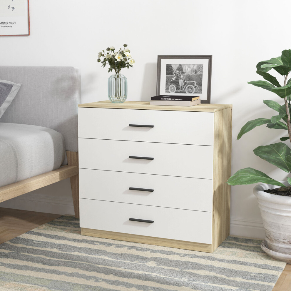 Urbn Living (Oak Carcass With Drawers, 4) Urbnliving 4-5 Drawer Wooden Bedroom Chest Cabinet White