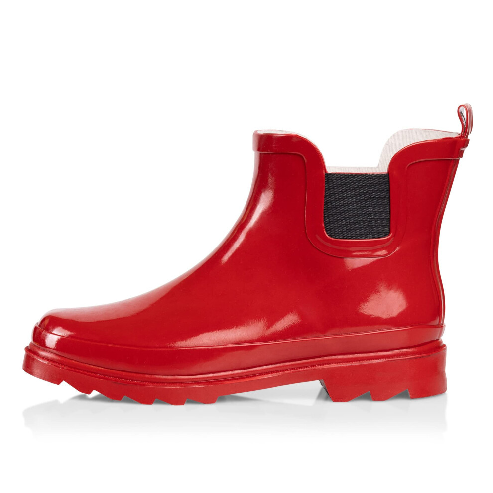 NORTY - Bottines de pluie pour femme - Bottes de jardin imperm  ables pour l'hiver et le printemps, rouges, pointure 8