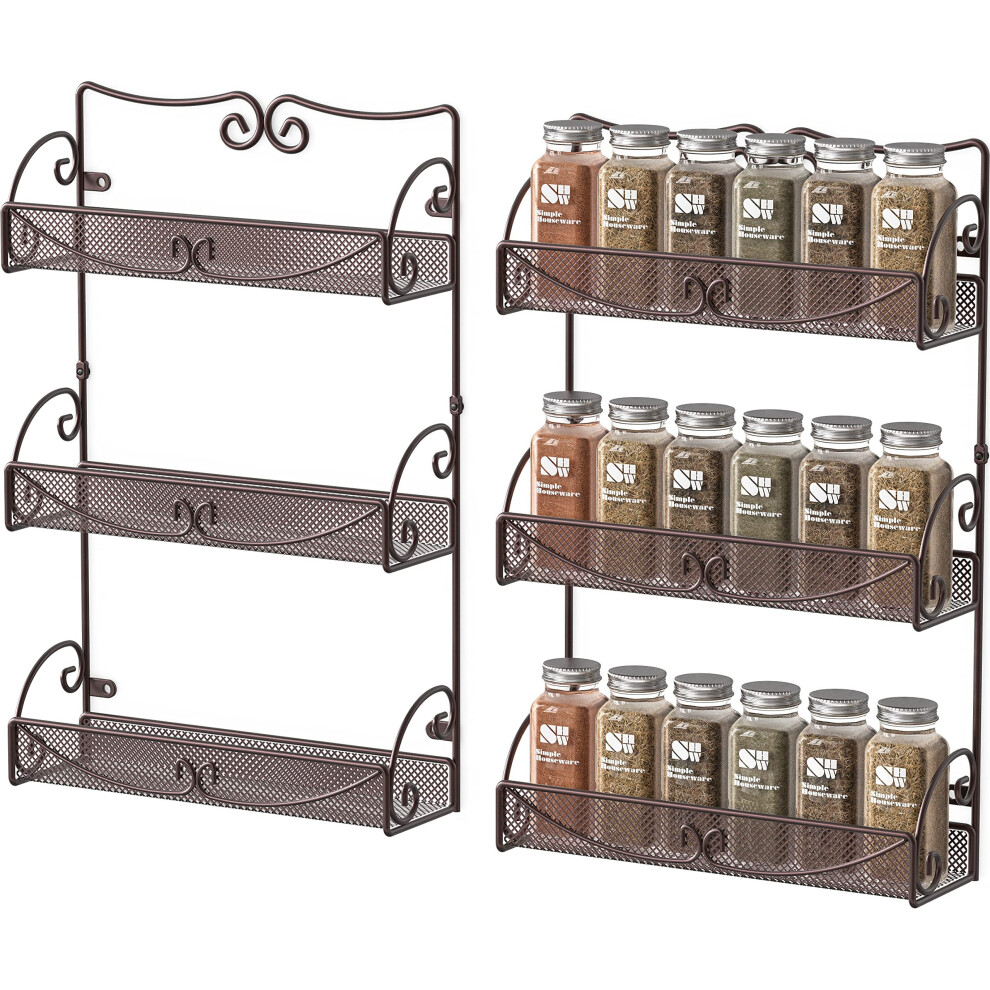 Lot de 2 - Étagère à épices murale à 3 niveaux DecoBros, bronze