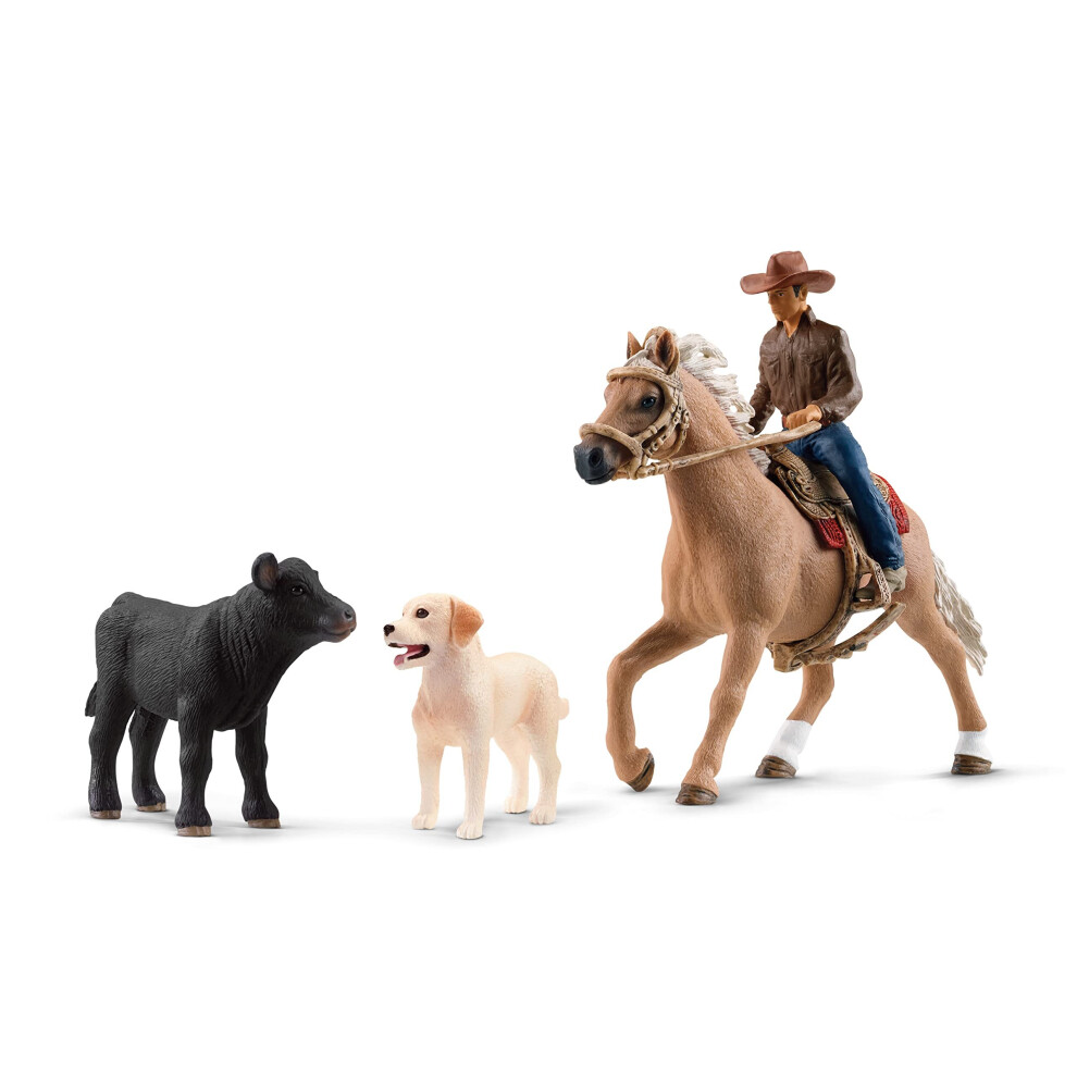 Schleich Farm World, Rodeo Toy For Kids, Western Riding Adventures With Cowboy, Rider, And Horse Toy, 6-Piece Set, Ages 3+