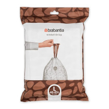 Brabantia PerfectFit M   llbeutel (Gr      e L/10,6   12 Gal) M   lleimerbeutel aus dickem Kunststoff mit Kordelzuggriffen (40 Beutel)