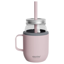 Asobu Moonshine Mason Jar with Insulated Sleeve & Handle Pink