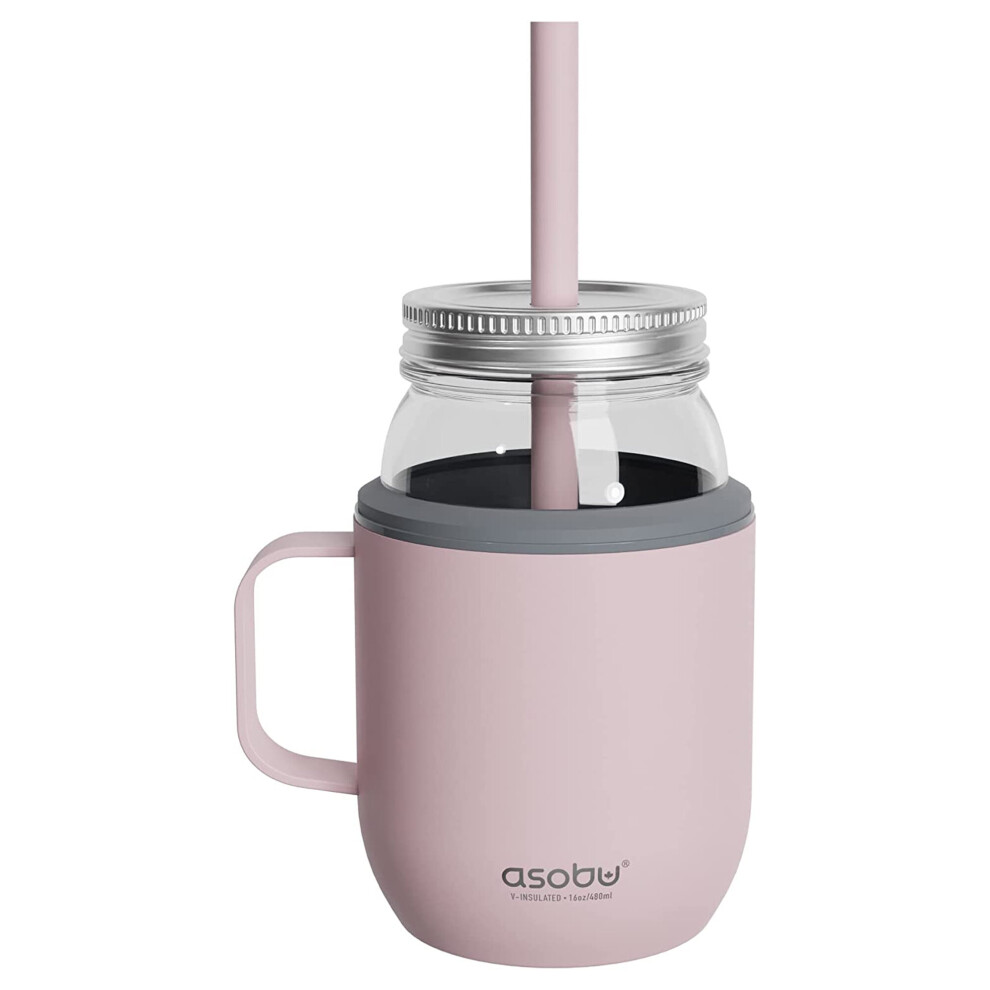 Photos - Mug / Cup Asobu Moonshine Mason Jar with Insulated Sleeve & Handle Pink MJK16-PINK 