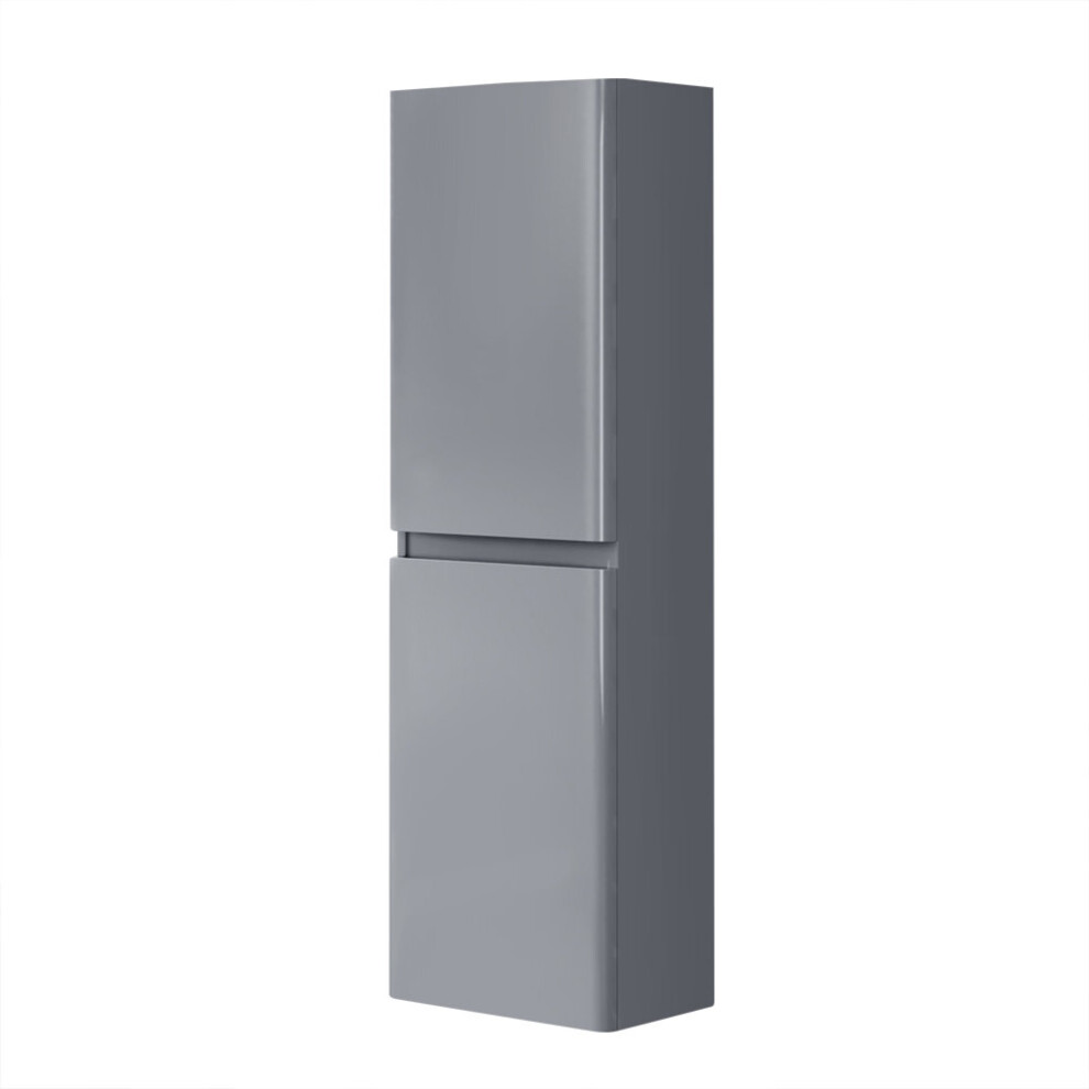 NRG 1400mm Tall Bathroom Storage Cabinet Cupboard Wall Hung Soft Close Furniture Unit Gloss Grey