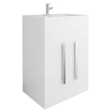 NRG White 600mm Bathroom Furniture Storage Cabinet Vanity Unit Basin Sink Freestanding Flat Pack