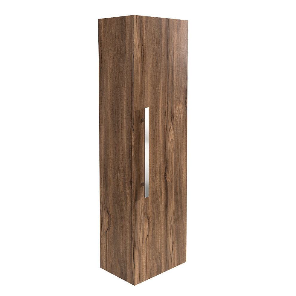 Nrg Modern Tall Bathroom Wall Hung Storage Cabinet Walnut 1200Mm Furniture Unit