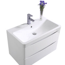 NRG 800mm Gloss White 2 Drawer Wall Hung Bathroom Cabinet Vanity Sink Unit with Basin
