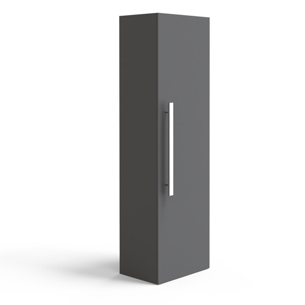 NRG 1200mm Gloss Grey Bathroom Wall Mounted High Cabinet Tall Storage Unit Flat Pack