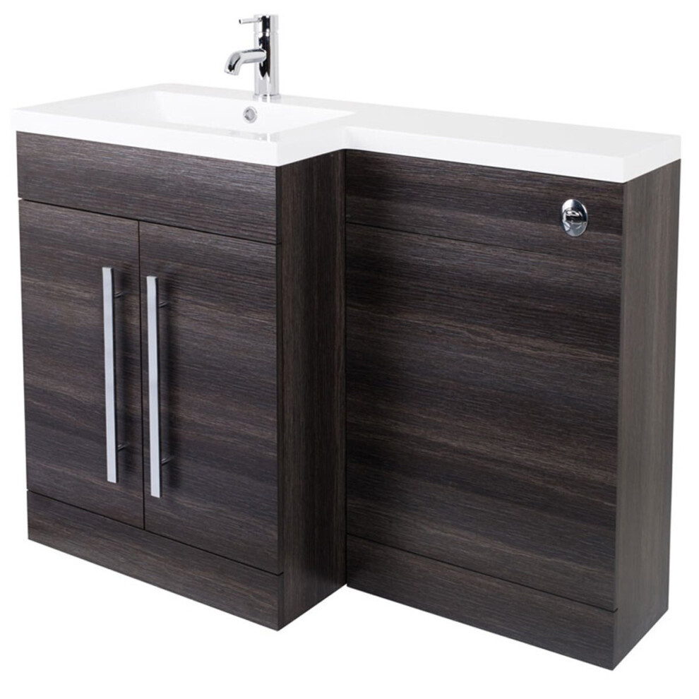 NRG Grey Left Hand Combination Bathroom Storage Cabinet Vanity Unit Set Flat Pack(No Toilet and Cistern)