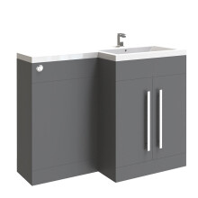 NRG Gloss Grey Right Hand Combination Bathroom Storage Cabinet Vanity Unit Set Flat Pack(No Toilet and Cistern)