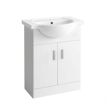 NRG 550mm Gloss White Basin Vanity Cabinet Bathroom Storage Furniture Sink Unit